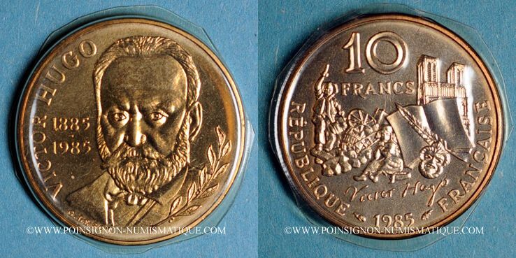 Pièce De Monnaie 10 Francs Victor Hugo 1985 – Collectionneur – État Neuf