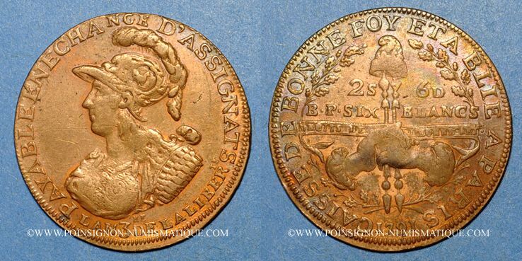 FRANZÖSISCHE MODERNE MÜNZEN 1791 Constitution (17911792). 2 sols 6