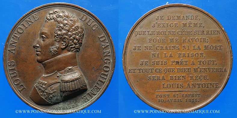 Médaille boîte laiton buste Duc Angoulême Précis guerre Espagne 1825 XIXè