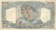 BANKNOTEN DER BANQUE DE FRANCE 1000 francs Banque de France. Billet. Minerve et Hercule, -
