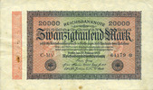 DEUTSCHLAND 20 000 mark Allemagne. Billet. Série MV -
