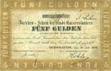 DEUTSCHLAND 5 gulden Allemagne. Kaiserslautern Stadt. Darlehenscheine. Billet. -