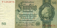 DEUTSCHLAND 50 reichsmark Allemagne. Billet. 30.3.1933, série I/Y -