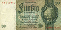 DEUTSCHLAND 50 reichsmark Allemagne. Billet. 30.3.1933, série M/N -