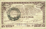 FRANZÖSISCHE NOTSCHEINE 10 centimes Pas de Calais, Somme et Nord, Groupement de 70 communes. Billet. série 9D -