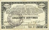 FRANZÖSISCHE NOTSCHEINE 50 centimes Pas de Calais, Somme et Nord, Groupement de 70 communes. Billet. série 2C -