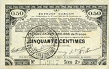 FRANZÖSISCHE NOTSCHEINE 50 centimes Pas de Calais, Somme et Nord, Groupement de 70 communes. Billet. série 2E -