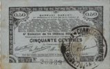 FRANZÖSISCHE NOTSCHEINE 50 centimes Pas de Calais, Somme et Nord, Groupement de 70 communes. Billet. série 1J -
