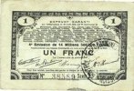 FRANZÖSISCHE NOTSCHEINE 1 franc Pas de Calais, Somme et Nord, Groupement de 70 communes. Billet. série 2L -