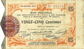FRANZÖSISCHE NOTSCHEINE 25 centimes Aisne et Ardennes. Bon régional. Laon. Billet. 17e série -