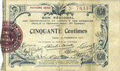 FRANZÖSISCHE NOTSCHEINE Aisne et Ardennes - Bon régional, Laon, billet, 50 cmes 19.9.1915, 8e série -