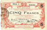 FRANZÖSISCHE NOTSCHEINE 5 francs Aisne, Ardennes et Marne - Bon régional. Hirson. Billet. 14.6.1917, série 4 -