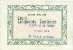 FRANZÖSISCHE NOTSCHEINE 50 centimes Auchel (62). Compagnie Ferfay. Billet. -