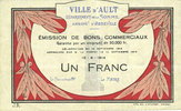 FRANZÖSISCHE NOTSCHEINE 1 franc Ault (80). Ville. Billet. -