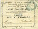 FRANZÖSISCHE NOTSCHEINE 2 francs Baralle (62). Commune. Billet. -