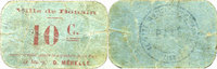 FRANZÖSISCHE NOTSCHEINE Bohain (02). Ville. Billet. 10 cmes, carton bleu -