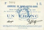 FRANZÖSISCHE NOTSCHEINE 1 franc Boiry-Notre-Dame (62). Commune. Billet. -