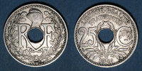FRANZÖSISCHE MODERNE MÜNZEN 25 centimes 3e république (1870-1940). Lindauer, type souligné, -