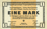 DEUTSCHLAND - KRIEGSGEFANGENENLAGER (1914-1918) 1 mark Allemagne. Königsbrück. Kriegsgefangenenlager - Truppenplatz Königsbrück. Billet. -