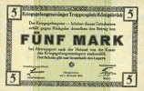 DEUTSCHLAND - KRIEGSGEFANGENENLAGER (1914-1918) 5 mark Allemagne. Königsbrück. Kriegsgefangenenlager - Truppenplatz Königsbrück. Billet. -