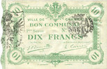 FRANZÖSISCHE NOTSCHEINE 10 francs Cambrai (59). Ville. Billet. 8.1.1916, 1ère série -