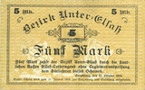 FRANZÖSISCHE NOTSCHEINE 5 mark Bas-Rhin (67). Bezirk Unter-Elsass. Billet. Strasbourg, -