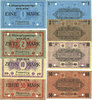DEUTSCHLAND - KRIEGSGEFANGENENLAGER (1914-1918) Plassenburg. Offizier- Gefangenenlager. Billets. 1 mk, 2 mk, 10 mk, 50 mk annulation par perforation -