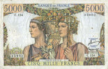 BANKNOTEN DER BANQUE DE FRANCE 5000 francs Banque de France. Billet. Terre et Mer, -
