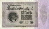 DEUTSCHLAND 100 000 mark Allemagne. Billet. Série P -