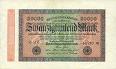 DEUTSCHLAND 20 000 mark Allemagne. Billet. Série MV -