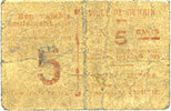 FRANZÖSISCHE NOTSCHEINE 5 centimes Denain (59). Ville. Billet. 11.9.1915, Bureau 5 -