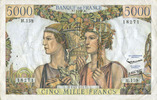 BANKNOTEN DER BANQUE DE FRANCE 5000 francs Banque de France. Billet. Terre et Mer, -