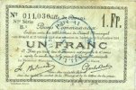 FRENCH EMERGENCY NOTES Douai (59). Ville. Billet. 1 franc 30.8 et 15.10.1914, nlle série, B1 Foto