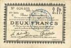 FRANZÖSISCHE NOTSCHEINE 2 francs Douai (59). Ville. Billet. 30.8 et 15.10.1914, nlle série, C -