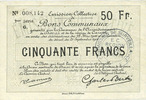 FRANZÖSISCHE NOTSCHEINE 50 francs Douai et Région de Carvin (59). Billet. 22.5.1916, 7e série G -