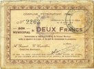 FRANZÖSISCHE NOTSCHEINE 2 francs Etréaupont (02). Commune. Billet. -