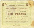 FRANZÖSISCHE NOTSCHEINE 10 francs Faumont (59). Commune. Billet. émission 1915, série A -