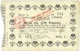 FRANZÖSISCHE NOTSCHEINE 1 franc La Fère (02). Ville. Billet. 30.11.1914, série L -