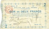 FRANZÖSISCHE NOTSCHEINE 2 francs La Fère (02). Ville. Billet. 16.6.1915, série O -