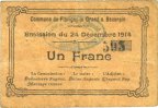 FRANZÖSISCHE NOTSCHEINE 1 franc Flavigny-le-Grand et Beaurain (02). Billet. -