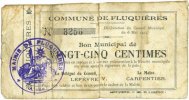 FRANZÖSISCHE NOTSCHEINE 25 centimes Fluquières (02). Commune. Billet. -