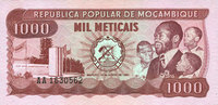 ANDERE AUSLÄNDISCHE SCHEINE 1 000 meticais Mozambique. République Populaire. -