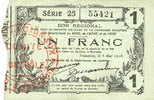 FRENCH EMERGENCY NOTES Fourmies (59). Bon Régional des Départ. du Nord, Aisne & Oise. Billet. 1 franc 8.5.1915, série 25 Foto