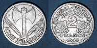 FRANZÖSISCHE MODERNE MÜNZEN Etat Français (1940-1944), 2 francs francisque 1943B