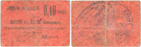 FRANZÖSISCHE NOTSCHEINE 10 centimes Lallaing (59). Commune. Billet. avec cachet belge supplémentaire au dos -