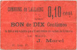 FRENCH EMERGENCY NOTES Lallaing (59). Commune. Billet. 10 centimes Foto