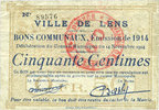 FRANZÖSISCHE NOTSCHEINE 50 centimes Lens (62). Ville. Billet. -