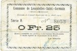 FRANZÖSISCHE NOTSCHEINE 0,25 franc Lesquielles-Saint-Germain (02). Commune. Billet. 11.4.1915, série A -