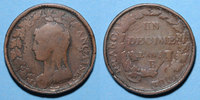 FRANZÖSISCHE MODERNE MÜNZEN Directoire (1795-99), UN décime surfrappé sur 2 DECIMES an 5A