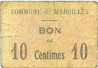 FRANZÖSISCHE NOTSCHEINE 10 centimes Maroilles (59). Commune. Billet. -